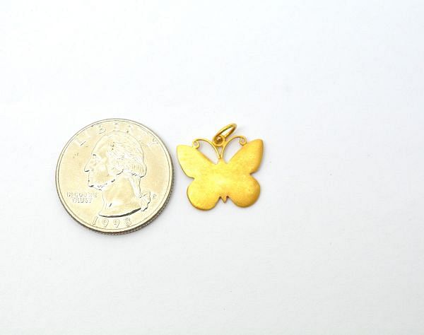 18k Solid Gold Charm in  Butterfly Shape Beads -  14,5X17,5X14X1 mm Size, SGTAN-0504, Sold By 1 Pcs.