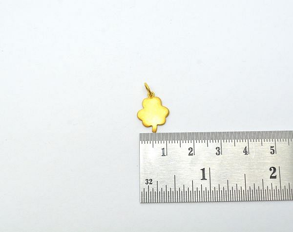 18K Solid Yellow Gold Plain Tree Shape Plain Finished, 16X12X9X0,7 mm Charm Pendant, SGTAN-0506, Sold By 1 Pcs.