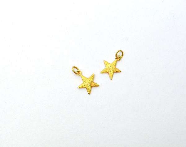 Plain 18 Carat Solid Gold Charm Pendant With Star Shape - 13X10X6X1,3 mm, SGTAN-0508, Sold By 1 Pcs.