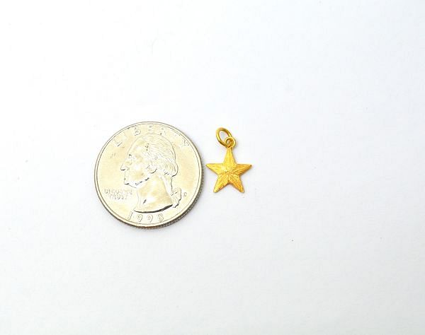 Plain 18 Carat Solid Gold Charm Pendant With Star Shape - 13X10X6X1,3 mm, SGTAN-0508, Sold By 1 Pcs.