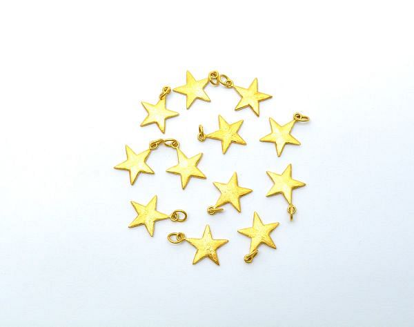 18K Solid Gold Pendant in Star Shape - 15,7X13X8X1,2 mm, SGTAN-0511, Sold By 1 Pcs.