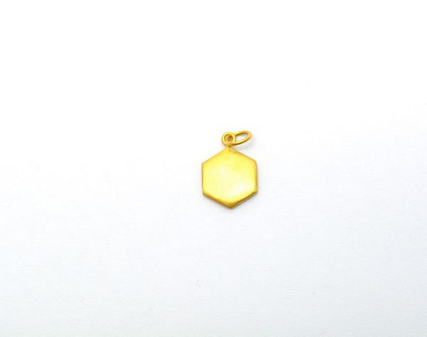  Hexagon Shape 18K Solid Yellow Gold Pendant in 14,5X10,2X1,2 mm Size, SGTAN-0516, Sold By 1 Pcs.