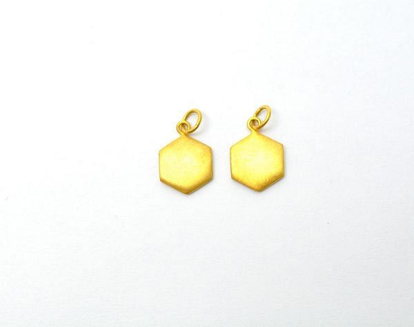  Hexagon Shape 18K Solid Yellow Gold Pendant in 14,5X10,2X1,2 mm Size, SGTAN-0516, Sold By 1 Pcs.