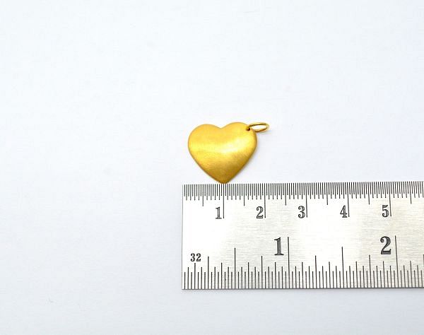 18K Solid Yellow Gold Pendant in Heart Shape With 17X15,5X1,6 mm, SGTAN-0517, Sold By 1 Pcs.