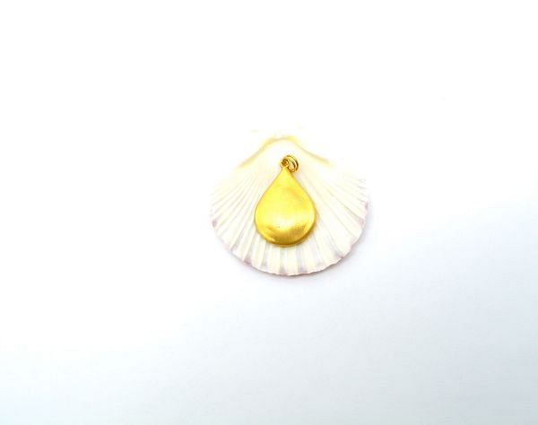 18K Solid Yellow Gold Plain Pendant in Drop Shape - 28,5X19X5 mm, SGTAN-0520, Sold By 1 Pcs.