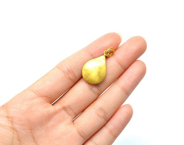 18K Solid Gold Pendant - Drop in Shape,23X15X4 mm Size, SGTAN-0521, Sold By 1 Pcs.