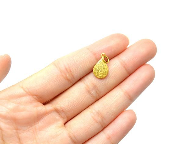 18K Solid Yellow Gold Pendant in 14X8,5X1,5 mm Size - Drop Shape, SGTAN-0522, Sold By 1 Pcs.