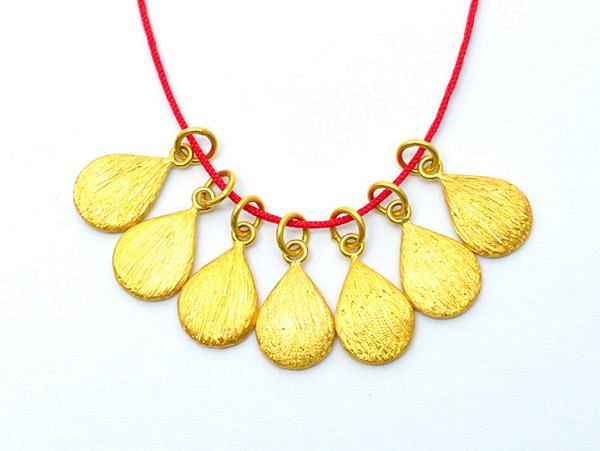 18K Solid Yellow Gold Pendant in 14X8,5X1,5 mm Size - Drop Shape, SGTAN-0522, Sold By 1 Pcs.
