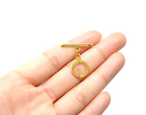 Shiny 18k Solid Yellow Gold Toggle Clasp In Shape - 11,5X1,22,5X1,8 mm Size, SGTAN-0529, Sold By 1 Pcs.