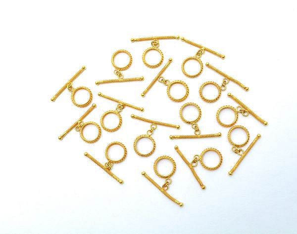 18k Solid Yellow Gold Toggle Clasp in 2X22,5X1,3 mm Size, SGTAN-0530, Sold By 1 Pcs.