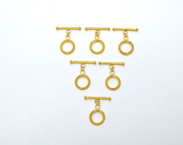 18k Solid Yellow Gold Toggle Clasp In Shape Toggle Wire Shiny Finish, 11X1,19X1,5mm, SGTAN-0532, Sold By 1 Pcs.
