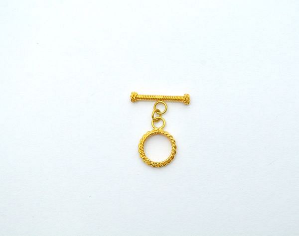 18k Solid Yellow Gold Toggle Clasp In Shape Toggle Wire Shiny Finish 10X2,15,5X1,5mm, SGTAN-0533, Sold By 1 Pcs.