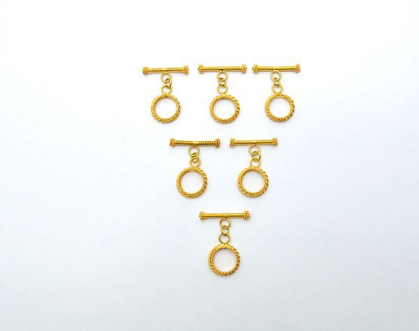18k Solid Yellow Gold Toggle Clasp In Shape Toggle Wire Shiny Finish 10X2,15,5X1,5mm, SGTAN-0533, Sold By 1 Pcs.