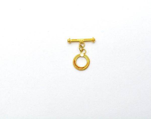 18k Solid Yellow Gold Toggle Clasp In Shape Toggle Wire Shiny Finish 9x1,15x1,5mm, SGTAN-0535, Sold By 1 Pcs.