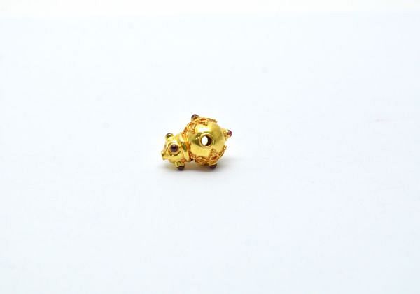 Fancy 18K Solid Yellow Gold Beads - 19X12X15mm Size