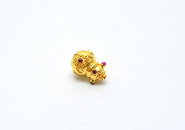 18K Solid Yellow Gold Fancy Shape Bead in 18X12X14mm Size, SGTAN-0565, Sold By 1 Pcs.