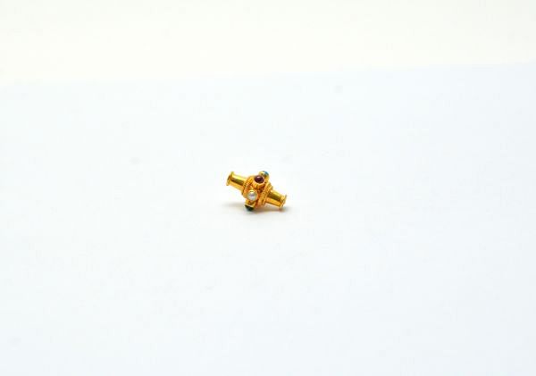 18K Gold Bead With Stone Shape, 15X10X3,5 mm Stone, SGTAN-0566, Sold By 1 Pcs.