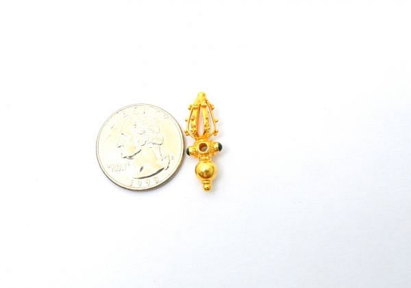 26X9X6 mm 18K Gold Bead With Stone, SGTAN-0568, Sold By 1 Pcs.