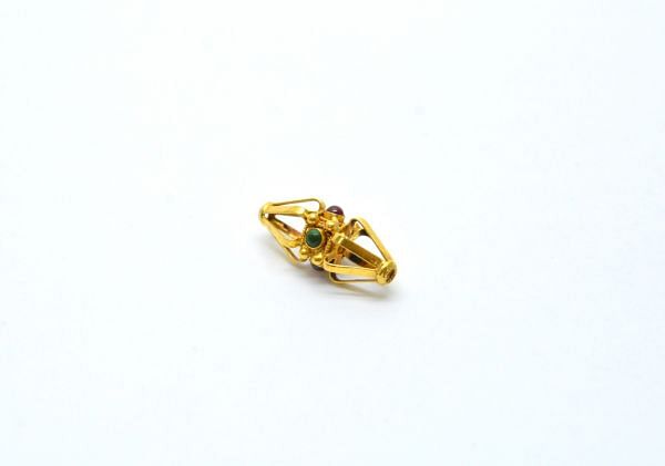 18K Gold Bead in Hydro Ruby, Hydro Multi Stone 25X11X10 mm Size, SGTAN-0569, Sold By 1 Pcs.