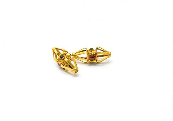 18K Gold Bead in Hydro Ruby, Hydro Multi Stone 25X11X10 mm Size, SGTAN-0569, Sold By 1 Pcs.