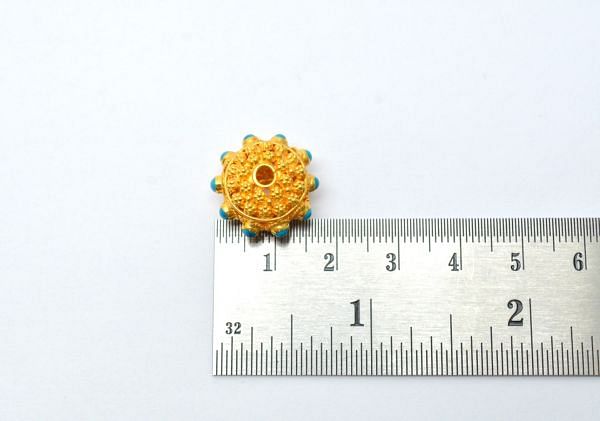18K Solid Yellow Gold Bead in Roundel Shape - 16X10 mm Size, SGTAN-0571, Sold By 1 Pcs.
