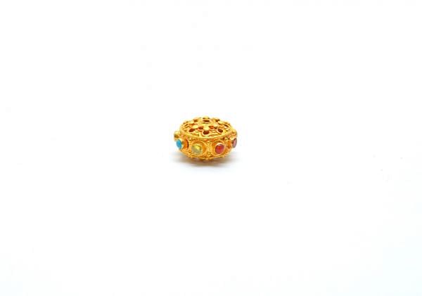 18K Solid Yellow Gold Roundel Shape Bead in 17X10 mm, SGTAN-0572, Sold By 1 Pcs.
