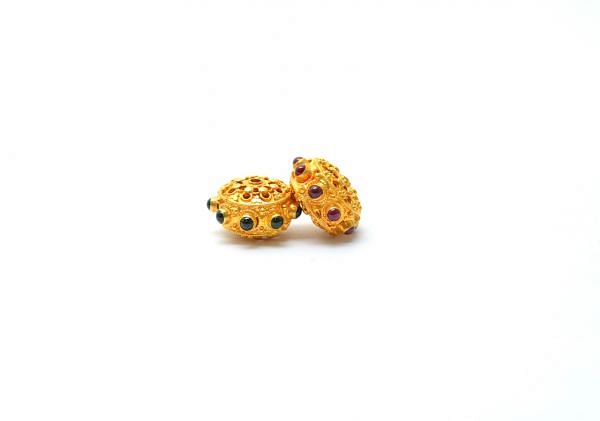 18K Solid Yellow Gold Roundel Shape Bead in 17X10 mm, SGTAN-0572, Sold By 1 Pcs.
