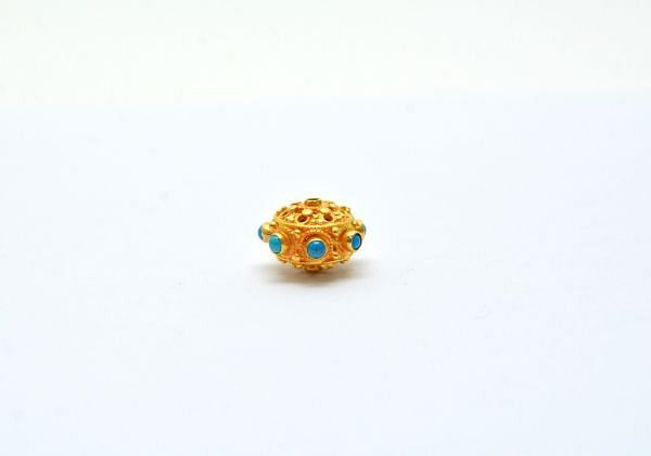 18K Solid Yellow Gold Bead in 10X14 mm Size - Roundel in Shape, SGTAN-0573, Sold By 1 Pcs.
