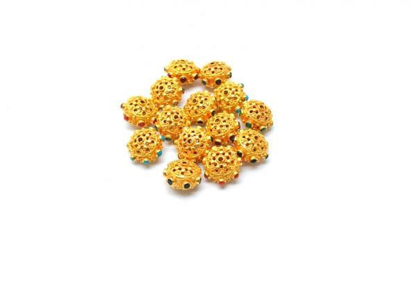 18K Solid Yellow Gold Bead in 10X14 mm Size - Roundel in Shape, SGTAN-0573, Sold By 1 Pcs.