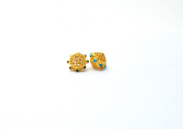 Fancy 18K Solid Yellow Gold Bead in Roundel Shape - 14X12 mm Size, SGTAN-0575, Sold By 1 Pcs.