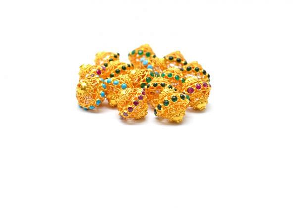 Fancy 18K Solid Yellow Gold Bead With 16X16 mm Size in Roundel Shape, SGTAN-0579, Sold By 1 Pcs.