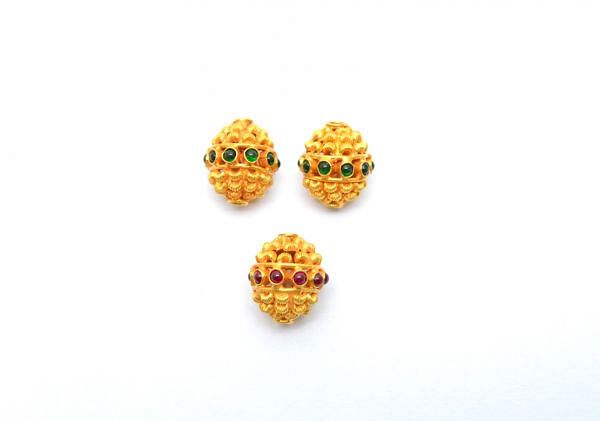  18K Solid Yellow Gold Fancy Roundel Shape Bead in 13X5X11,5 mm, SGTAN-0580, Sold By 1 Pcs.