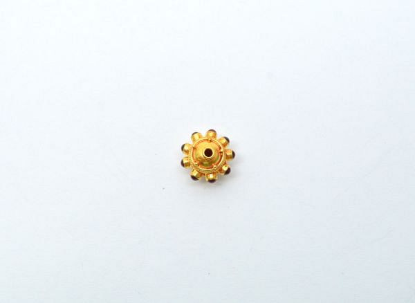 18K Solid Yellow Gold Roundel Shape 10x12 mm Gold Bead With Stone Studded, SGTAN-0589, Sold By 1 Pcs.