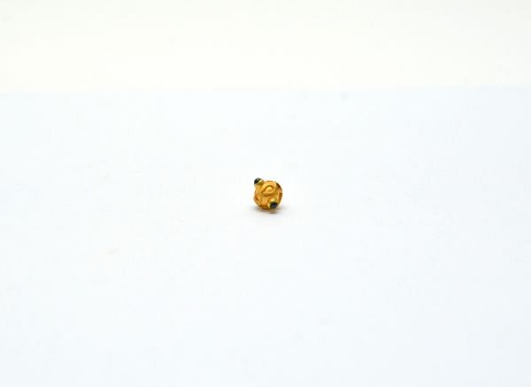 18K Solid Yellow Gold Handmade Roundel Shape 6,5X7,5 mm Bead With Stone Studded, SGTAN-0609, Sold By 1 Pcs.
