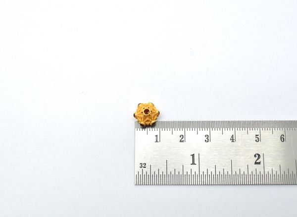 18K Solid Yellow Gold Roundel Shape 8,5X9 mm Bead With Stone Studded, SGTAN-0624, Sold By 1 Pcs.