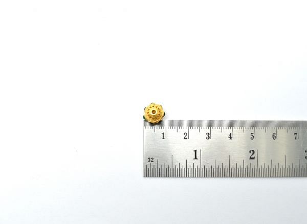 18K Solid Yellow Gold Roundel Shape 9,5X8 mm Bead With Stone Studded, SGTAN-0631, Sold By 1 Pcs.