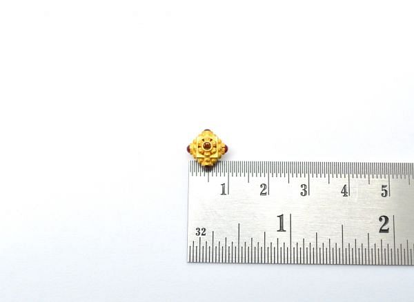 18K Solid Yellow Gold Roundel Shape 8X10 mm Bead With Stone Studded, SGTAN-0641, Sold By 1 Pcs.