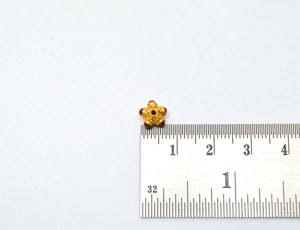 18K Solid Yellow Gold Roundel Shape 7X5mm Bead With Stone Studded, SGTAN-0652, Sold By 1 Pcs.