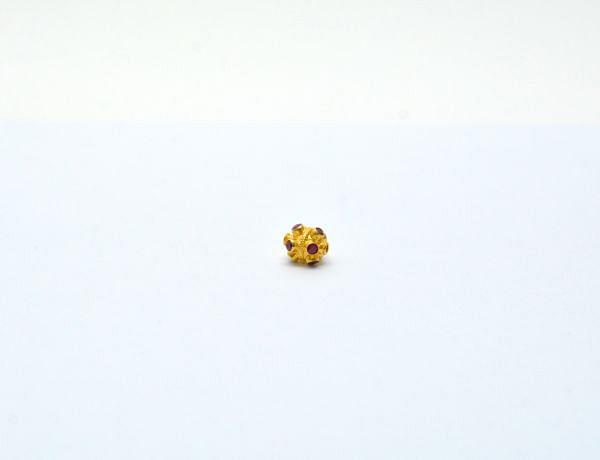 18K Solid Yellow Gold Oval Shape 9,5X8,5mm Bead With Stone, SGTAN-0665, Sold By 1 Pcs.