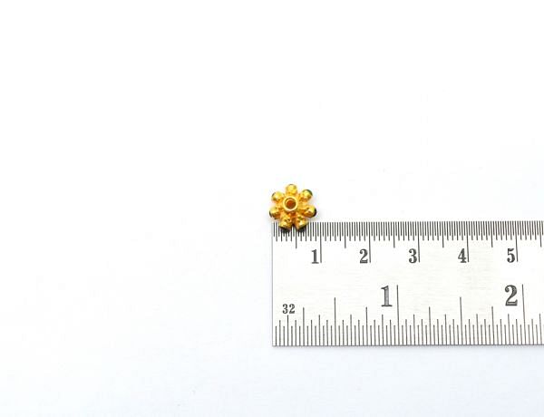 18K Solid Yellow Gold Roundel Shape 7X10 mm Bead With Stone Studded, SGTAN-0691, Sold By 1 Pcs.
