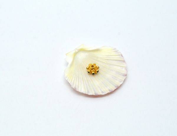 18K Solid Yellow Gold Roundel Shape 7X10 mm Bead With Stone Studded, SGTAN-0691, Sold By 1 Pcs.