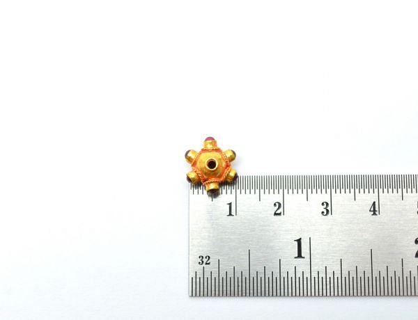 18K Solid Yellow Gold Fancy Shape 8X11 mm Bead With Stone Studded, SGTAN-0698, Sold By 1 Pcs.