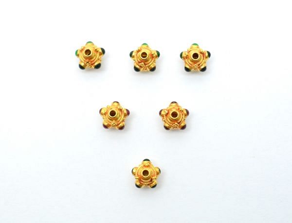 18K Solid Gold Fancy Beads in Oval Shape With   6X8mm Size -SGTAN-0709, Sold By 1 Pcs.