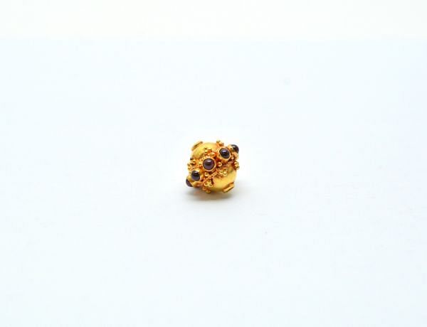 18K Solid Gold Beads - Oval in Shape , 11X12mm -  SGTAN-0711, Sold By 1 Pcs.