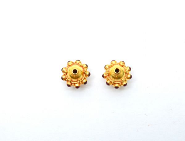 18K Solid Gold Beads - Oval in Shape , 11X12mm -  SGTAN-0711, Sold By 1 Pcs.