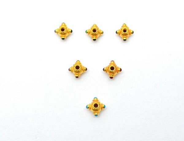 Handcrafted 18K Solid Gold Beads in 7X8mm Size -  SGTAN-0714, Sold By 1 Pcs.