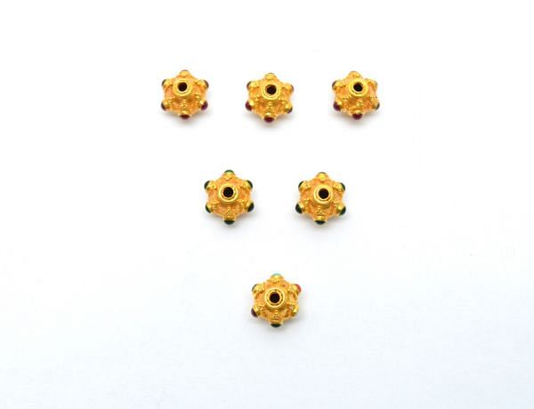 18K Solid Gold Beads In Roundel Shape With 8X10mm Size - SGTAN-0715, Sold By 1 Pcs.