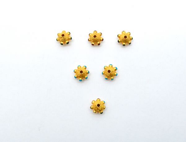 Fancy 18K Solid Gold Roundel Shape Beads in 10X8mm Size -  SGTAN-0717, Sold By 1 Pcs.