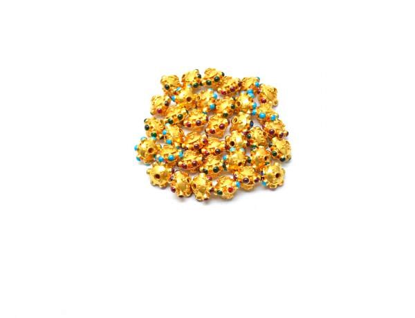 Fancy 18K Solid Gold Roundel Shape Beads in 10X8mm Size -  SGTAN-0717, Sold By 1 Pcs.