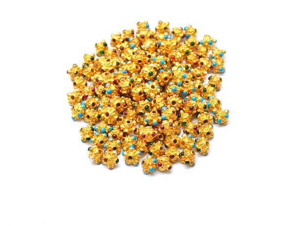 Handmade 18K Solid  Yellow Gold Beads - Roundel in Shape , 8X6mm  - SGTAN-0718, Sold By 1 Pcs.